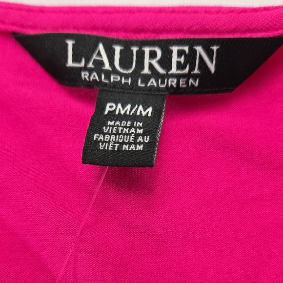 Lauren Ralph Lauren Hot Pink Faux Wrap Jersey Knit Peplum 3/4 Sleeve Top‎ - Picture 9 of 14